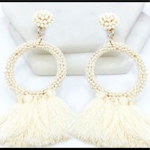 Tassel Cream earrings